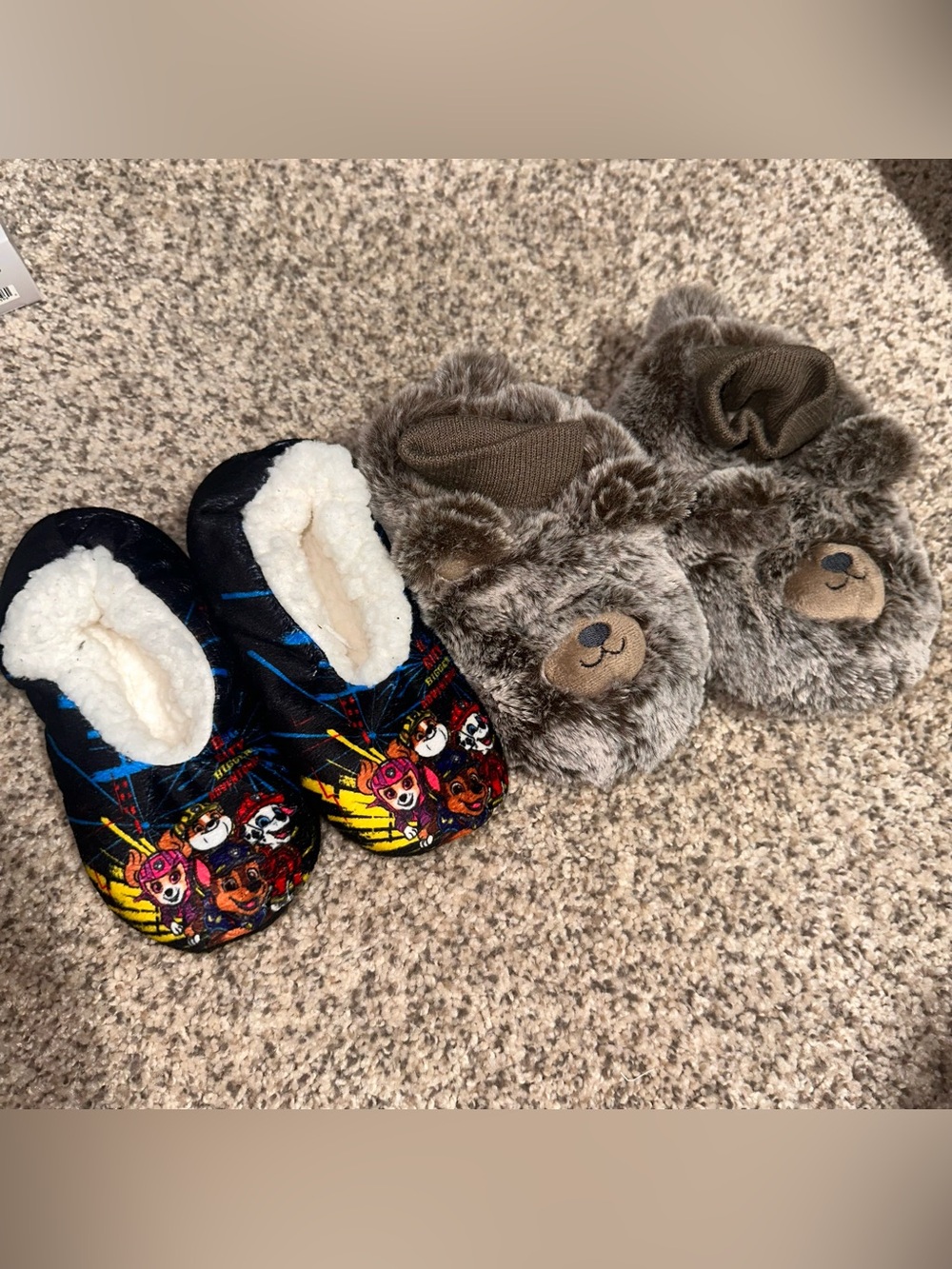 Kids Plush Bear Slippers and Character Indoor Shoes - Brown & Black
